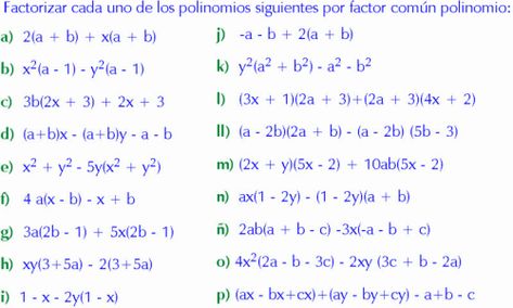 FACTOR COMUN POLINOMIO EJEMPLOS Y EJERCICIOS RESUELTOS DE FACTORIZACION Math Lessons, 3 D, Math Equations, Thing 1, Quick Saves