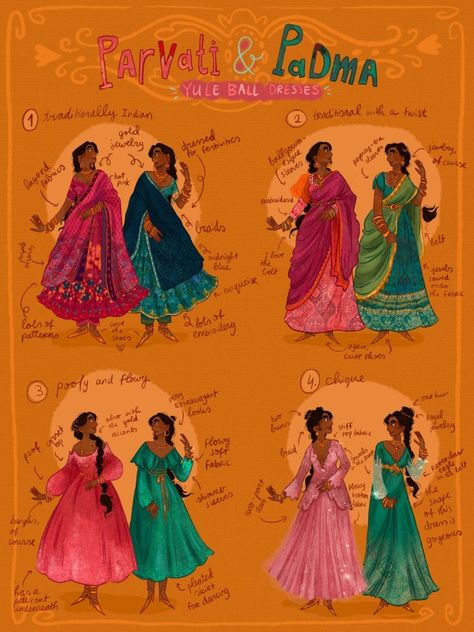 The Colourful Witch Patil Twins Yule Ball, Patil Twins, Padma Patil, The Yule Ball, Film Costumes, Harry Potter Scene, Yule Ball, Harry Potter Artwork, Splash Of Colour