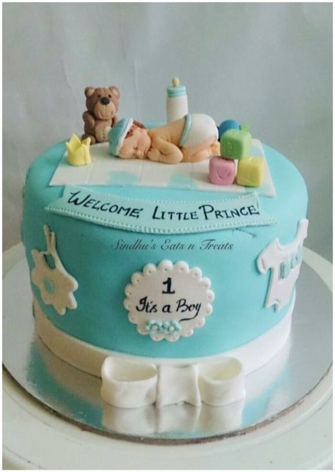 Welcome cake for a baby boy Welcome Cake For Baby Boy, One Month Cake Baby Boy, Welcome Cake Design, It’s A Boy Cake, Baby Boy Cake Design, Welcome Baby Boy Cake Ideas, Cake For Newborn Baby Boy, Baby Boy Welcome Cake, Welcome Home Baby Cake