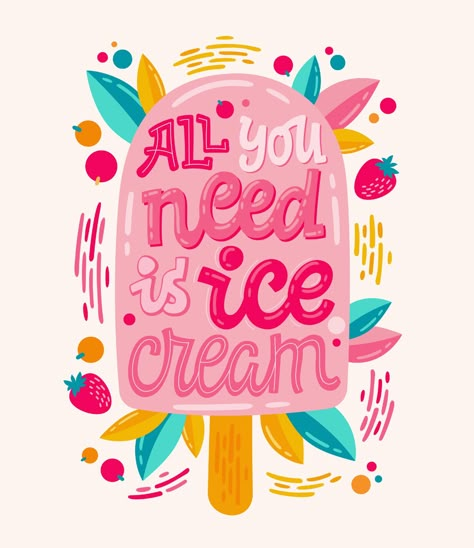 Ice Cream Lettering, Ice Cream Art Illustrations, Candy Graphic Design, Ice Cream Logos, Ice Cream Typography, Cute Ice Cream Illustration, Ice Cream Illustration Design, Ice Cream Poster Design, Ice Cream Graphic Design