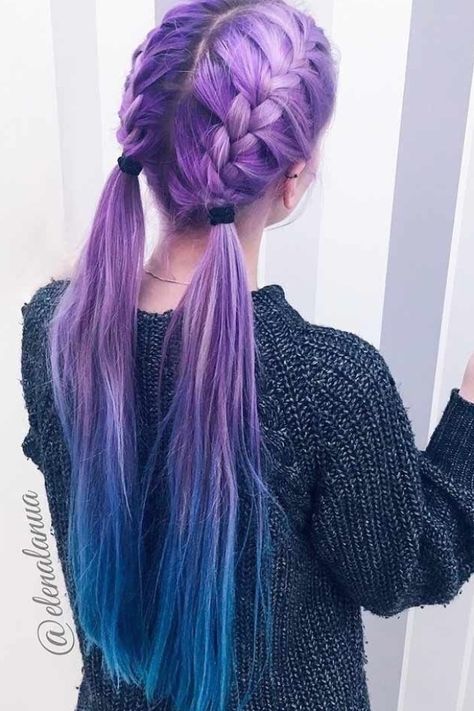 You need to see these stunning purple hair ideas for braiding if you want to keep up with the hair trends and be creative. #hairstyles #hairstyleideas #easyhairstyle Hair Styles Pigtails, New Hair Trends, Evening Hairstyles, Swimming Hairstyles, Cool Hairstyles For Men, Long Hair Girl, Crazy Hair, Hair Color Trends, Hairstyles Haircuts