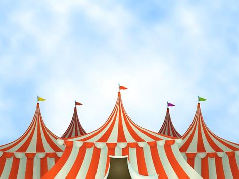 Circus Tent Drawing, Circus Banner, Circus Tents, Circus Background, Circus Crafts, Vintage Circus Posters, Vector Art Design, Circus Tent, Blue Sky Background