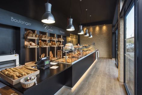 Agencement Boulangerie Pâtisserie Corlay - Bruz (35) Bakery Shop Interior, Modern Bakery, Patisserie Design, Bakery Shop Design, Bakery Store, Bakery Interior, Bakery Design Interior, Shop House Ideas, Bakery Ideas