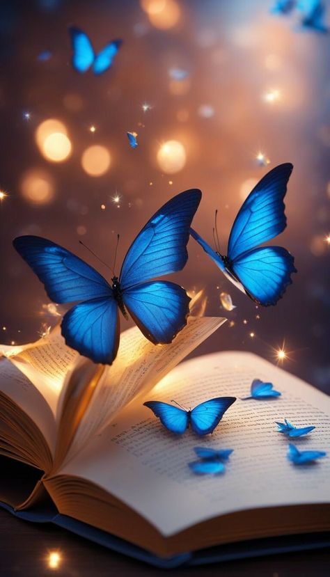 Books And Butterflies, Cute Vintage Aesthetic, Magic Books, Blue Butterfly Wallpaper, Beautiful Butterfly Pictures, Cute Summer Wallpapers, Prophetic Art, Pretty Phone Wallpaper, Wallpaper Android