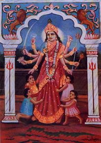 Jivantika Mata, a goddess of children, according to the Hindu scriptural text Skanda Purana. Lakshmi Images, Lord Shiva Family, Indian Goddess, Devi Durga, Tanjore Painting, Shiva Shakti, Hindu Mythology, The Hindu, God Pictures