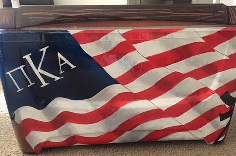 American flag pi kapp pi kappa alpha fraternity cooler Nashville Formal, Fiji Cooler, Frat Coolers Formal, Frat Banner, Pike Cooler, Frat Formal Coolers, Painted Fraternity Coolers, Nola Cooler, Pi Kapp