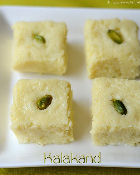 Easy Kalakand recipe | Diwali sweets - Raks Kitchen Kalakand Recipe, Barfi Recipe, Diwali Sweets Recipe, Diwali Snacks, Burfi Recipe, Diwali Sweets, Diwali Food, Sweet Meat, Indian Dessert Recipes