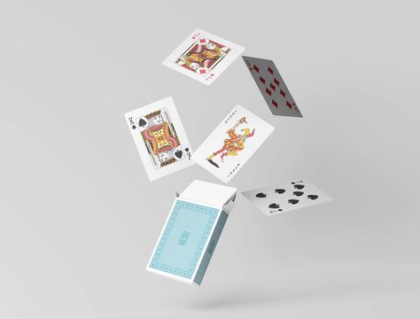 Free Playing Cards with Box Mockup (PSD) Floating Cards, Card Photoshoot, Blank Playing Cards, Floating Objects, Fusion Design, Creative Card, Key Visual, Card Mockup, Box Mockup