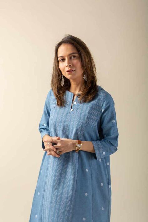 Buy Exquisite COOD049 Megha Cotton Kurta Pant Set Online | Kusvaa Kurta Pant Set, Summer 25, Embroidery Neck Designs, Everyday Fashion Outfits, Indian Textiles, Authentic Indian, Cotton Kurta, Kurta With Pants, Shell Buttons