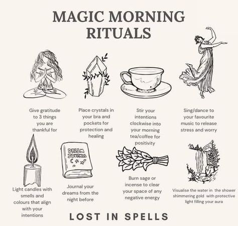 Witchy Ritual Ideas, Spiritual Herbs Witches, Witch Mornings, Witchcraft Morning Ritual, Witchy Morning Ritual, Morning Ritual Witch, Morning Witch Routine, Witchcraft Routine, Witch Morning Routine Ideas