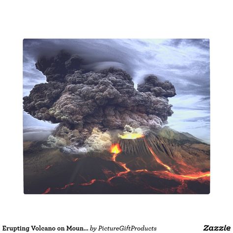 Erupting Volcano on Mountain Metal Print #prints #zazzle #art #artwork #wallart #aluminum Japan Volcano, Volcano Wallpaper, Volcano Pictures, Volcano Art, Mount Fuji Japan, Erupting Volcano, Volcano Eruption, Fuji Japan, 10 Interesting Facts