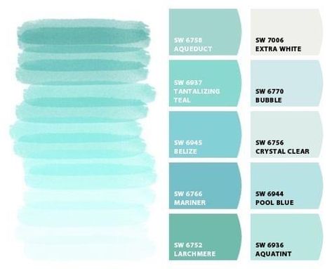 Seaglass Paint Colors Sherwin Williams, Seaglass Color Scheme, Seaglass Bedroom Ideas, Coastal Paint Colors, Turquoise Paint, Beach House Colors, Beach House Exterior, Paint Color Inspiration, House Color Palettes