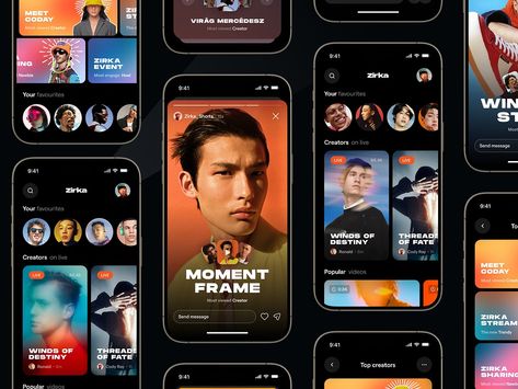 Video Sharing App by Sajon for Orix Creative on Dribbble Mobile Ux, Mobile Application Design, Mobile App Design Inspiration, App Design Inspiration, App Interface, Application Design, Music App, Web Layout Design, App Ui Design