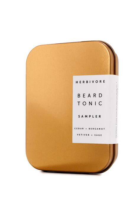 Beard Tonic Sampler Tin Packaging, Natural Beard, Herbivore Botanicals, Beard Life, Effective Skin Care Products, Natural Scents, Beard Care, Packaging Design Inspiration, Mens Fashion Trends