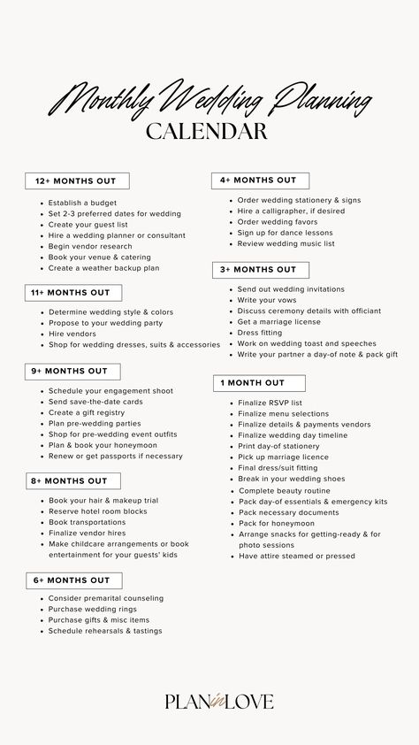 wedding planning calendar | organization | time management | wedding planning | wedding planning checklist | wedding day moments | wedding planning tools  | wedding planning | wedding journey | wedding | plan in love Pre Wedding Timeline, 10 Month Wedding Planning Checklist, Wedding Planning 8 Month Timeline, 1 Year Wedding Timeline, Small Wedding Planning Timeline, Year And A Half Wedding Planning Timeline, Wedding To Do Timeline, Wedding Planning Timeline 10 Months, Wedding Planning Itinerary