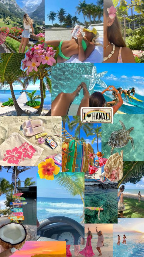 #hawaii #hawaiiaesthetic #summer Hawaii Astethic Wallpaper, Wallpaper Backgrounds Hawaii, Hawaii Summer Aesthetic, Hawaiian Aesthetic, Hawaii Ocean Wallpaper, Hawaii Collage Aesthetic, Hawaii Aesthetic Wallpaper Collage, Luau Outfits, Iphone Wallpaper Preppy