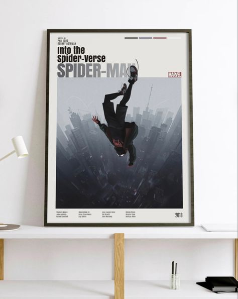 Spiderman Wall Decor, Mens Wall Art, Poster Tv Show, Spiderman Into The Spider Verse, Minimalist Poster Wall, Into The Spider Verse, Marvel Posters, Custom Poster, Theatre Poster