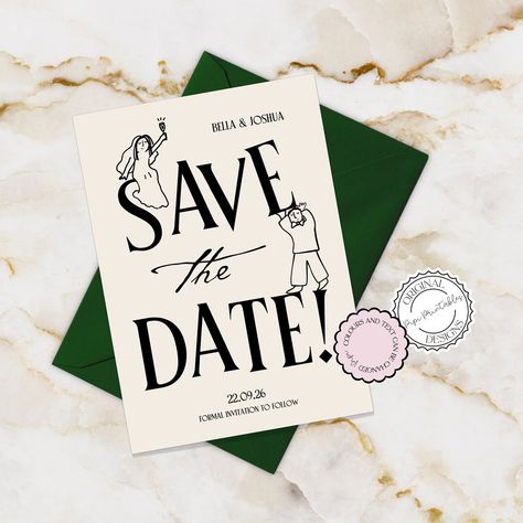 Save The Date Party Ideas, Illustrated Save The Date, Save The Date Illustrations, Save The Date Design, Save Our Date, Save The Date Designs, Date Invitation, Wedding Illustration, Date Cards