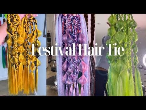 How to Make Tie In Festival Braids (Rave Hair) - YouTube Diy Yarn Hair Extensions, Festival Hair Tutorial, Dreads Diy, Rave Braids, Glow Run, Ladder Braid, Magical Hair, Festival Braids, Yarn Braids