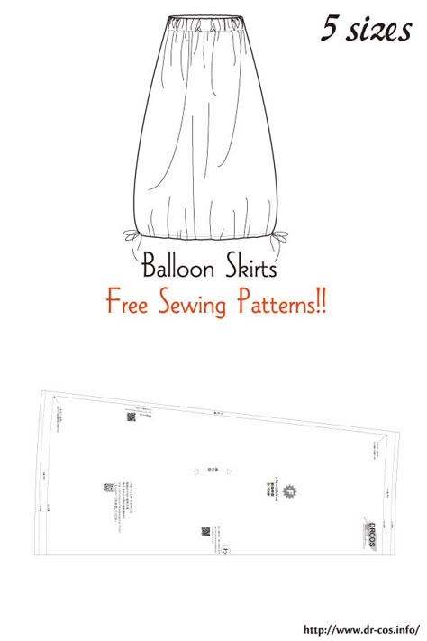 This is the pattern of a Balloon Skirts. inch size(letter size) Children's-4,8,10/Ladies'-F/Men'sF cm size(A4 size) Children's-100,120,140/Ladies'-F/Men's-F Balloon Dress Pattern, Balloon Skirt Pattern, Bubble Skirt Pattern, Free Skirt Sewing Pattern, Maxi Skirt Sewing Pattern, Mood Patterns, Maxi Skirt Pattern, Sewing Patterns Skirt, Diy Skirts