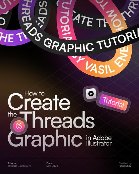 Tutorial • How to create the @threads graphic in @adobe Illustrator ❤️‍🔥 I’ve prepared this tutorial a few days ago, and happily sharing it as a post for everyone who would like to test it. It’s broken down to simple steps on how to create the #threads social media graphic of their brand’s identity. It’s a pretty fun process and I would love to see your results. Make sure to comment or DM me with questions! 🫶🏻 And as requested I’ll be sharing the Ai files soon! • #tutorial #uitrends #uir... Adobe Photoshop Design, Adobe Illustrator Graphic Design, Self Branding, Design Theory, Graphic Design Ads, Instagram Tutorial, Graphic Design Tips, Illustrator Tutorials, Event Flyer