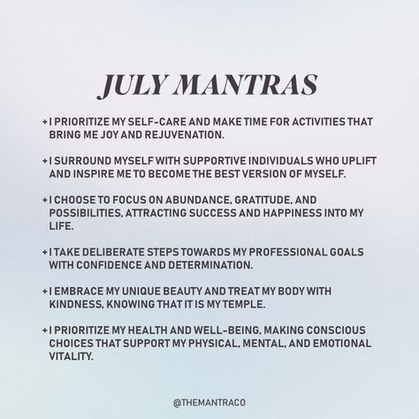 July Intentions, Monthly Mantra, Mindfulness Journal Prompts, Mindfulness Journal, Journal Prompts, Make Time, Mantra, Inspire Me, Anger