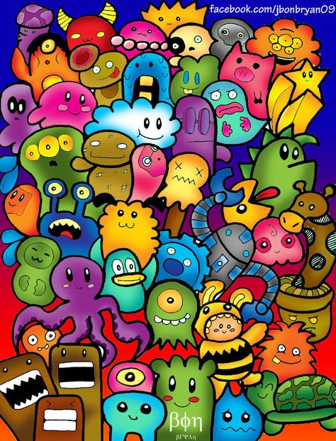 Doodle Monster, Arte Doodle, Doodle Characters, Graffiti Doodles, Doodle Art Journals, Doodle Art Drawing, Wallpaper Doodle, Graffiti Characters, Graffiti Wallpaper