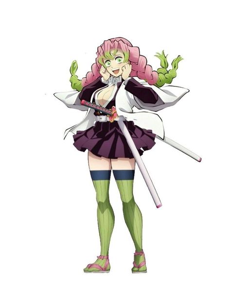 Mitsuri Full Body Png, Base Kny, Kny Base, Female Demons, Kanroji Mitsuri, Pix Art, Demon King Anime, Demon Girl, Dark Art Illustrations