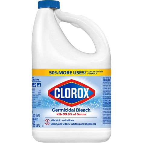 Brand Name: Clorox Scent: Regular Product Type: Germicidal Bleach Container Size: 121 oz. Concentrated: Yes Product Form: Liquid Clorox Bleach, Freebies By Mail, Laundry Stains, Bleach Product, Candy Christmas, Container Size, Cleaning Products, Dish Soap Bottle, Deodorant