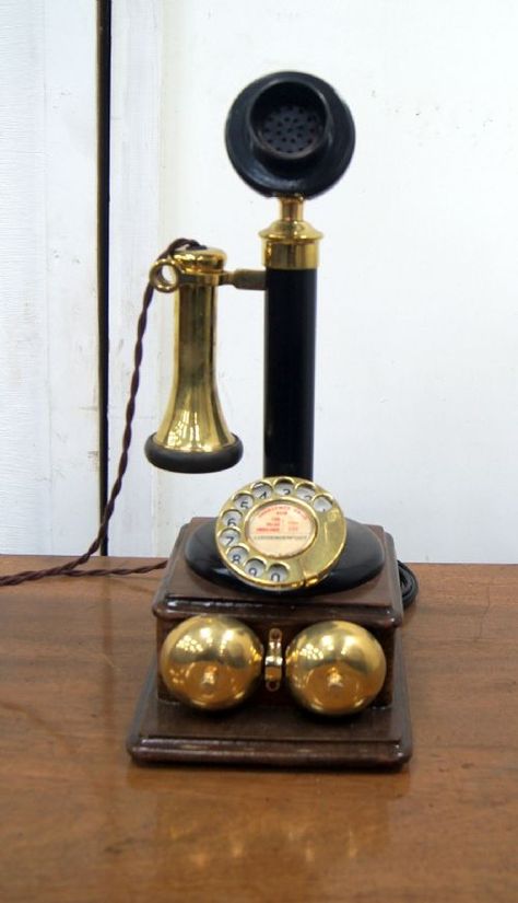 A GOOD ORIGINAL ENGLISH CANDLESTICK PHONE Candlestick Phone, Retro Phones, Candlestick Telephone, Tre Kunst, Antique Things, Antique Phone, Antique Telephone, Crazy House, Glass Paintings