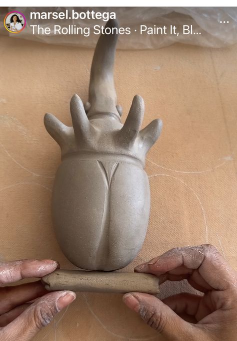 Clay Bug Sculpture, Big Clay Projects, Sculpture For Beginners, Beetle Ceramic, Ceramic Beetle, Clay Beetle, Ceramic Bug, Clay Bugs, Beetle Sculpture