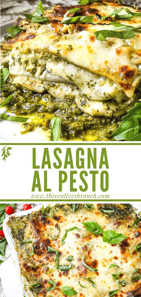 Italian Lasagna Recipe, Pesto Lasagna, Italian Lasagna, Basil Pesto Sauce, Lasagne Recipes, Veggie Lasagna, Vegetarian Lasagna, Homemade Lasagna, Homemade Italian