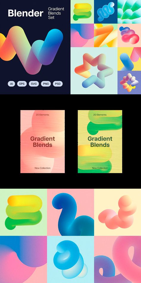 3d Elements Graphic Design, Funky Color Palette, Iq Logo, Abstract White Background, Funky Shapes, Gradient Pastel, Transparent Texture, Postcard Mockup, Pastel Gradient