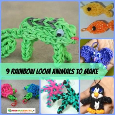 Rainbow Loom crafts are all the rage among kids right now. This collection of 9 Rainbow Loom Animals to Make will keep your little ones busy with hours full of Rainbow Loom fun! | AllFreeKidsCrafts.com Rainbow Loom Keychain, Loom Band Animals, Loom Band Patterns Instructions, Rainbow Loom Animals, Loom Animals, Monster Tail, Loom Bands Tutorial, Loom Band Patterns, Rainbow Loom Tutorials