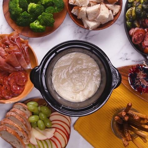 Slow Cooker Cheese Fondue Recipe by Tasty Fondue Recipes Meat, Fondue Cheese, Best Cheese Fondue, Melting Pot Recipes, Cheese Fondue Recipe, Fondue Recipes Cheese, Recipe Slow Cooker, Fondue Recipe, Crock Pot Recipe