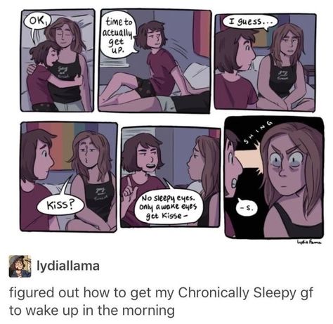 Sleepy Girlfriend, 4 Panel Life, Lgbt Humor, Lgbt Memes, Lgbtq Funny, Wake Up In The Morning, Gay Rights, Trans Rights, Gay Humor