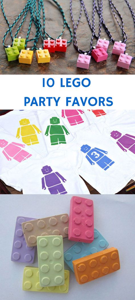 10 PARTY FAVOR IDEAS FOR KIDS LEGO PARTY ... Ry's party someday?? Party Favor Ideas For Kids, Lego Movie Party, Lego Party Favors, Lego Friends Birthday, Lego Friends Party, Lego Themed Party, Party Favor Ideas, Ninjago Party, Lego Birthday Party