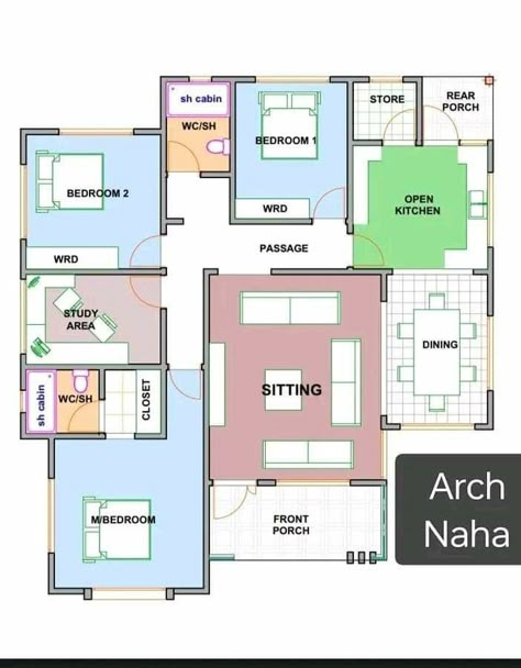 Bungalow House Floor Plans, Brick House Plans, Mansion Plans, 2bhk House Plan, Three Bedroom House Plan, Bungalow Floor Plans, Indian House Plans, Bungalow Style House Plans, Affordable House Plans