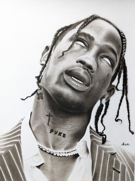 Travis Scott Art Drawing, Travis Scott Tattoo Design, Travis Scott Sketch, Travis Scott Painting, Travis Scott Portrait, Travis Scott Drawing, Travis Scott Design, Rapper Drawings, Kanye Face