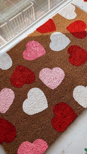 The Doormat Company | Kaitlyn Crawford on Instagram: "CANDY HEARTS✨💘 our valentine’s bestselling doormat is back this year!! shop the collection early + get 15% off✨ no code needed [ends 1/17]❣️ link in bio | thedoormatco.com • • • #valentines #valentinesdecor #valentinesdaydecorations #homedecor #porchdecor #homedecoration #thedoormatcompany" Valentines Day Doormat, Door Matts Ideas Diy, Doormat Design, Door Mat Diy, Valentines Collection, Maker Project, Candy Hearts, Jar Diy, Custom Doormat