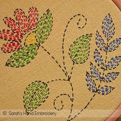 Kantha Work Designs Embroidery Patterns, Hand Embroidery Running Stitch Designs, Run Stitch Embroidery Design, Kantha Tutorial, Back Stitch Embroidery Design Ideas, Kantha Embroidery Designs Hand Stitching, Kantha Embroidery Designs Pattern, Running Stitch Embroidery Motif, Running Stitch Embroidery Design Ideas