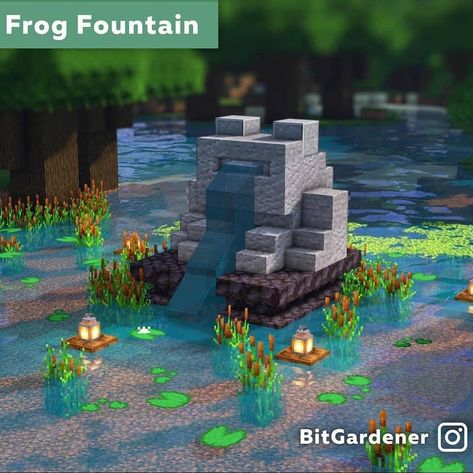 Minecraft Pond, Minecraft Fountain, Cool Frog, Construction Minecraft, Minecraft Garden, Fairytale Style, Cottagecore Minecraft, Minecraft Statues, Minecraft Decoration