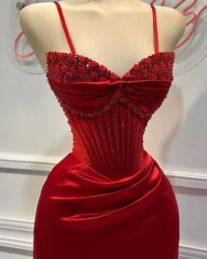 Outfit Combinations For Women, Dress Maker, Red Spaghetti, Dance Together, Lace Wedding Dress With Sleeves, Elegant Prom, Spaghetti Strap Prom Dress, Beaded Prom Dress, Design Dresses