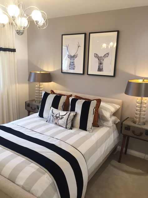 Stag and doe pictures bedroom browns neutrals greys Deer Inspired Bedroom, Deer Bedroom Ideas, Stag Bedroom Ideas, Deer Themed Bedroom, Deer Decor Bedroom, Deer Bedroom, Young Mans Bedroom Ideas, Chalet Decor, Nature Bedroom