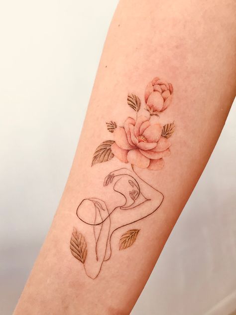 Light Color Tattoo, Colored Tattoos, Fashion Tattoo, Line Flower, San Jose Del Cabo, Pale Colors, Fine Line Tattoos, Line Tattoos, Tattoo Inspo