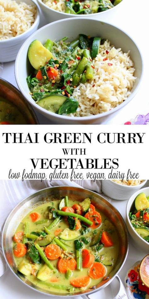 Curry With Vegetables, Low Fodmap Vegan, Green Curry Recipes, Fodmap Vegan, Low Fodmap Diet Recipes, Ibs Recipes, Fodmap Diet Recipes, Thai Green Curry, Low Fodmap Recipes