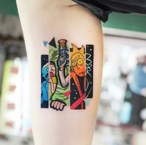 Rick And Morty Tattoo, 16 Tattoo, Comic Tattoo, Meaningful Tattoos For Women, Small Meaningful Tattoos, Tatuaje A Color, Temporary Tattoo Designs, Cartoon Tattoos, Creative Tattoos