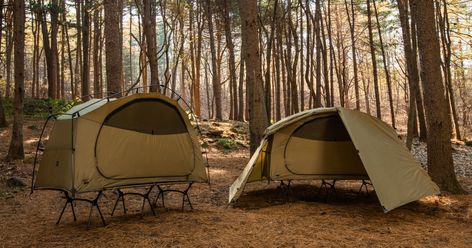 Tactical cot-tent pitches a comfier way to camp at ground level Group Camping, Tunnel Tent, Powered Bicycle, Tent Fabric, Camping Needs, Tent Design, Asian Market, Ground Level, Camp Furniture