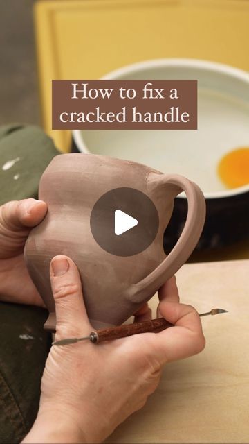 Ruthie Schulz on Instagram: "So many times I see people recycle a mug with a handle crack like this. All my years throwing in porcelain taught me a trick or two about fixing pots with handle issues. In this video I show you a very simple fix when it appears your handle is separating.

#pottery #ceramics #handmade #clay #art #ceramic #ceramicart #stoneware #potterylove #instapottery #wheelthrown #handmadepottery #pottersofinstagram #handmadeceramics  #tableware #contemporaryceramics #potterystudio #artist #glaze #potter #potterylife #potteryteacher #potterylife #potteryteacher #potterylesson #potteryhowto #potterytutorial" Making Ceramic Handles, How To Make Handles Pottery, Making Mug Handles Pottery, Cup Handles Pottery, Attaching Handles Pottery, Pottery Lessons, Fire Clay, Contemporary Ceramics, Pottery Studio