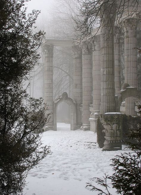 ruins Greek Garden, Images Of, Winter Szenen, Castle Ruins, Winter Scenery, Winter Beauty, Snow Scenes, Winter Wonder, Snow Winter